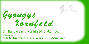 gyongyi kornfeld business card
